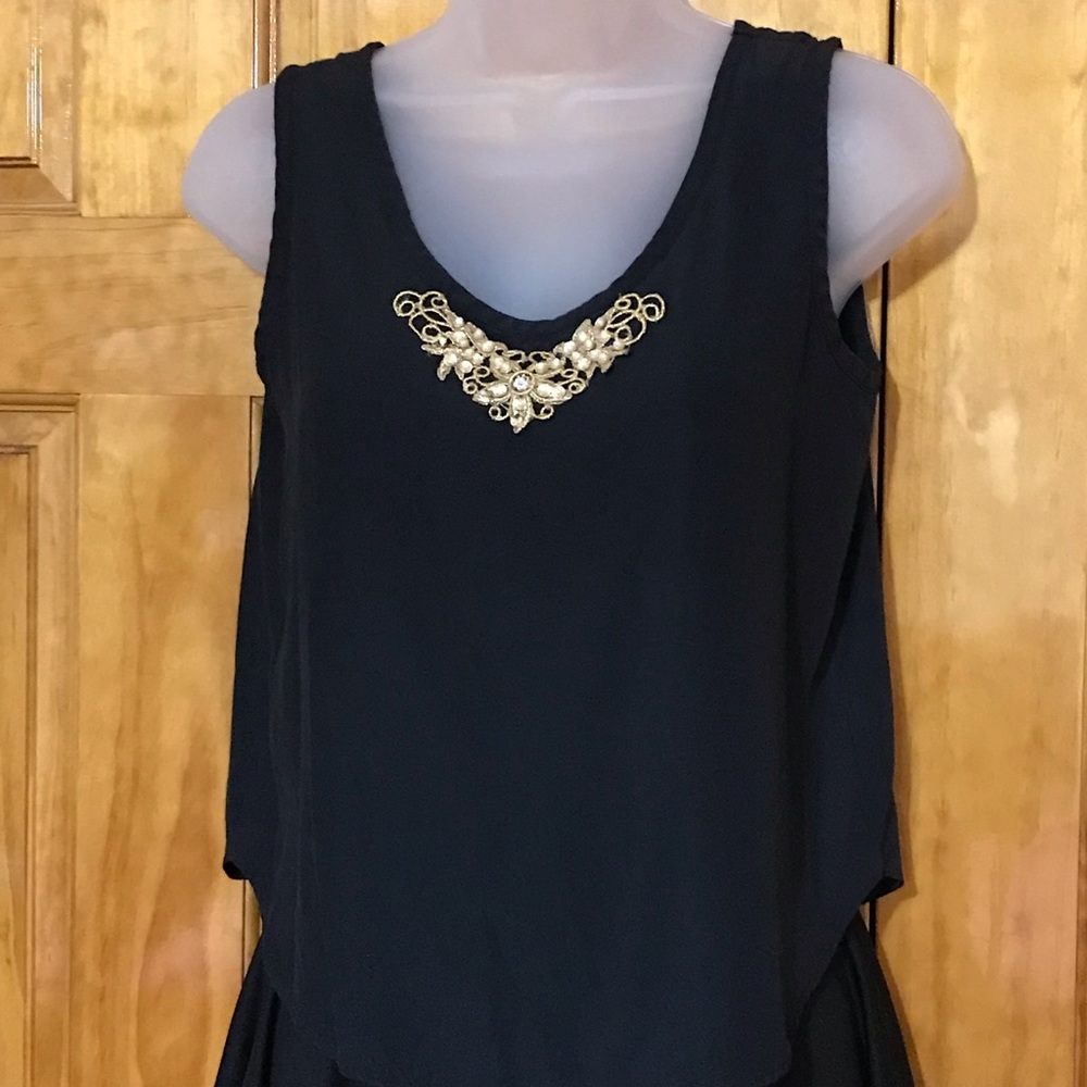 Ladies Langtry Dressy Tank Top Blouse Gold & Pearl Embellishment
Camisole 
Smal…